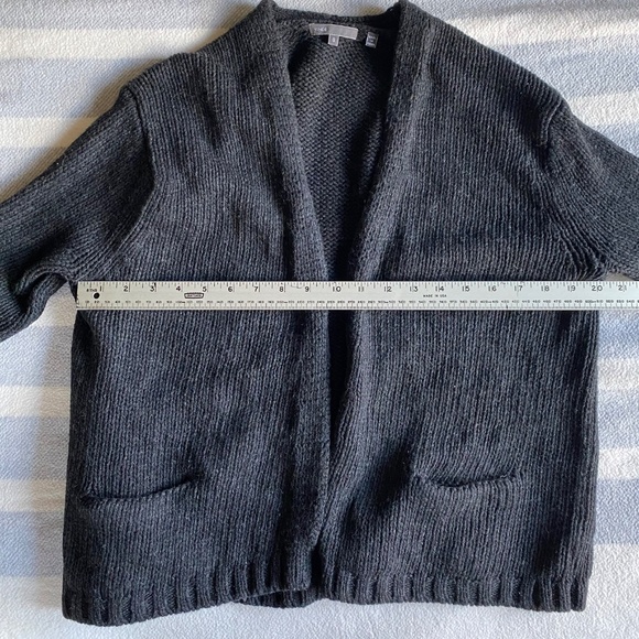 Vince charcoal heather gray wool open front cardigan with 3/4 sleeves Sz S - Picture 9 of 11